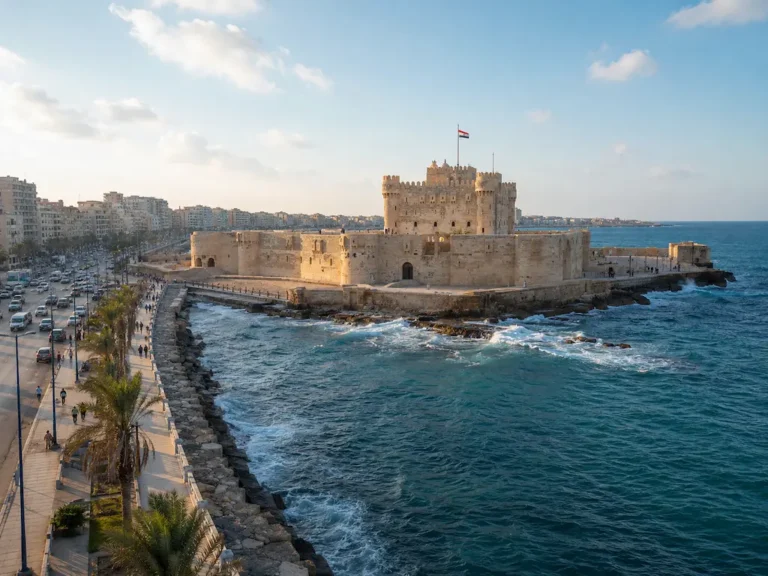 Qaitbay Citadel on the Mediterranean coast in Alexandria, Egypt