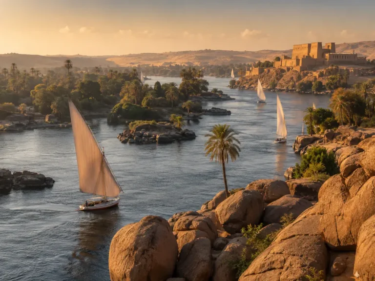 Felukkenboote auf dem Nil in Assuan in Ägypten