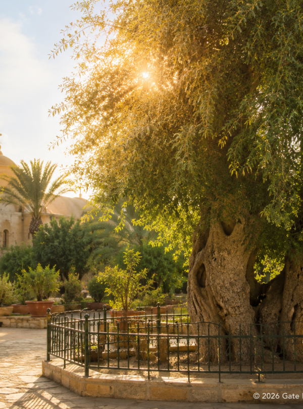 Alter Heiliger Familienbaum in Matariya mit koptischer Kirche und gepflegter Gartenanlage