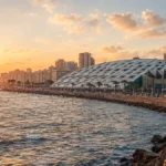 Bibliotheca Alexandrina overlooking the Mediterranean Sea in Alexandria, Egypt