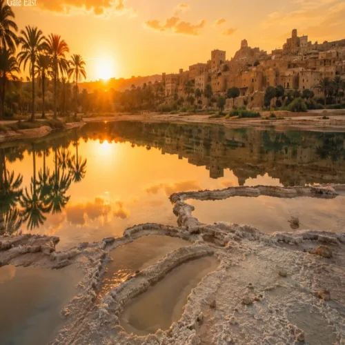 Palmenhaine und Wüstenlandschaft in der Bahariya-Oase in Ägypten