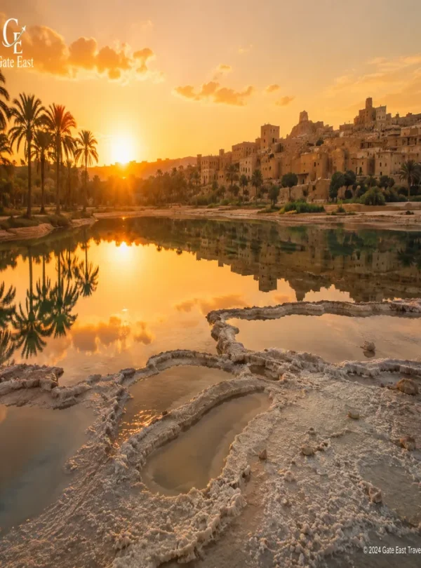 Palmenhaine und Wüstenlandschaft in der Bahariya-Oase in Ägypten