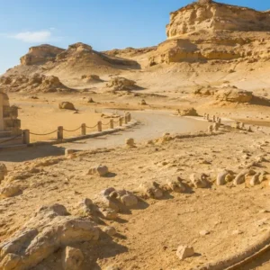 Wüstenlandschaft und Walfossilien im Wadi El Hitan in Fayoum